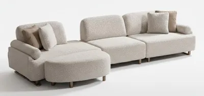 Obrázok produktu pre Rohová pohovka v tvare L, biela, moderná, dizajnová, elegantná, pohodlná, látková