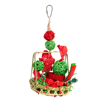 Produktbild von Playful Bamboo Basket · Hängespielzeug für kleine Papageien · ca. 28 x 14 x 14 cm