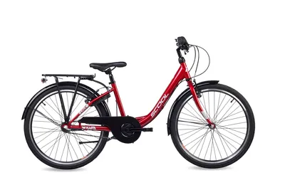 Produktbild von 24 Zoll Kinderfahrrad, 3-Gang, Mädchenfahrrad, S’COOL chiX, ab 7–11 Jahre, 130–145 cm, Rot/Weiß