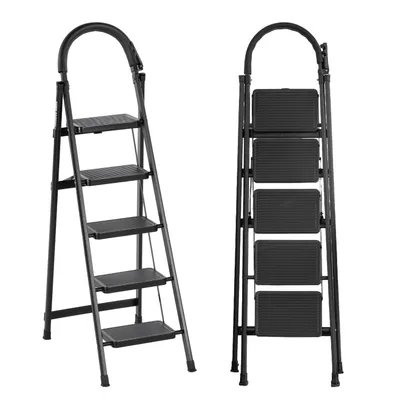Immagine prodotto di Scala pieghevole a 5 gradini "Seven Comfort", con corrimano, portata massima 150 kg, colore nero