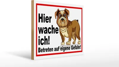 Produktbild von Holzschild Hund, Hier wache ich, 30x40 cm, Holzschilder Spruch Hunde Tier