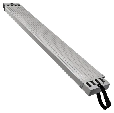 Produktbild von Teleskop-Arbeitsplanke aus Aluminium, 2,74-4,57 m, 227 kg Tragkraft, 31,75 cm breite Aluminium-Gerüstplanke, Verlängerungs-Bühnenplanke mit rutschfester Plattform, Gerüstleiter-Zubehör