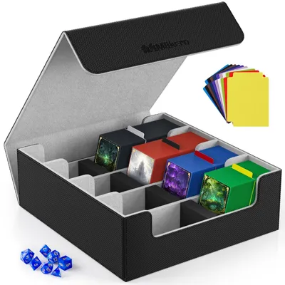 Image de Omgoods - Boîte de rangement pour cartes (plus de 2400 cartes) - Étui en cuir