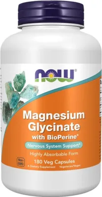 Produktbild von NOW Foods Magnesium Glycinate mit Bioperine (180 Kapseln) 733739012876