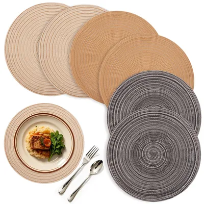 9er-Set runde geflochtene Platzsets aus Rattan, 30 cm