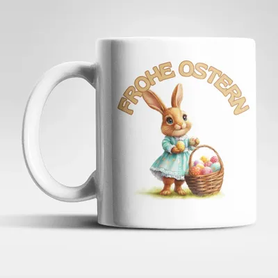 Produktbild von Ostern Hase Ostereier Kaffeetasse Teetasse Tasse Geschenkidee 325 ml – Hase-01