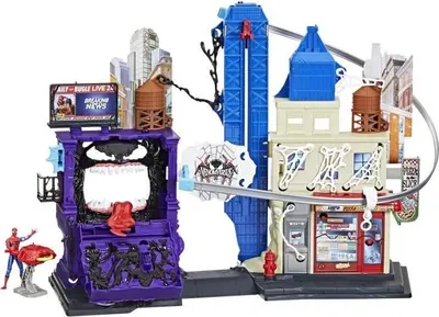 Produktbild von Spider-Man VenomVersus Spielset mit Figur, 10 cm, 30+ Funktionen, Stadt der Netzwerfer, Kinderspielzeug ab 4 Jahren