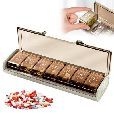 Obrázok produktu pre Kryt na tablety na 7 dní s 7 veľkými priehradkami, hnedý