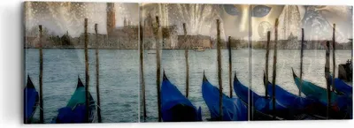 Produktbild von Bild auf Leinwand - Leinwandbild - Gondel Wasser Kanal - 120x40cm - Wand Bild - Wanddeko - Leinwanddruck - Bilder - Kunstdruck - Wanddekoration - Leinwand bilder - Wandkunst - CA120x40-0250