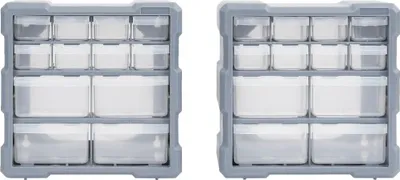Zdjęcie produktu dla vidaXL Organizer z wieloma szufladami 2 szt. 12 szuflad 26,5x16x26 cm