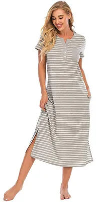 Imagen del producto de Solidchoice: Camisón largo para mujer, confeccionado en suave algodón