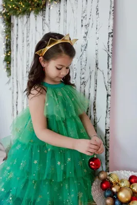 Immagine prodotto di Vestito da albero di Natale con cerchietto a stella per bambini di 5-6 anni