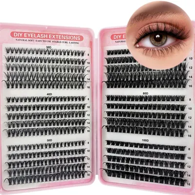 Produktbild von Einzelwimpern Wimpernbüschel Wimpern-Cluster - 8 bis 16 mm - 30D bis 100D - 580 Stück