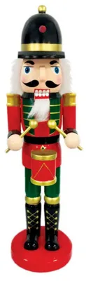 Image de Casse-noisettes lumineux ACA vert et rouge avec tambour, 30 cm X023010