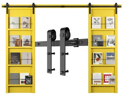 Schiebetürbeschlag Set für Doppeltüren, 244 cm, Metallisch