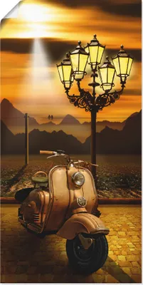 Produktbild von ARTland Poster Oldtimer Motorroller romantisch Größe: 20x40 cm