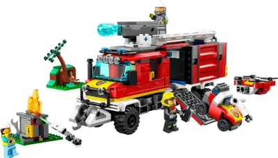 Produktbild von LEGO 60374 City Einsatzleitwagen der Feuerwehr, modernes Feuerwehrauto-Spielzeug mit Löschdrohnen, mit Figuren für Kinder