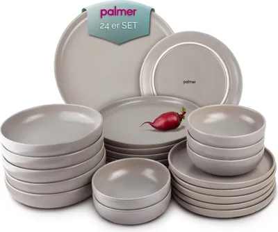 Produktbild von Palmer Sandy Loam Kombiservice, Steingut, Set aus 24 Teilen, für 6 Personen Gedeck, beige, sandfarben, matt, robust