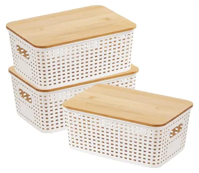 Produktbild von Aufbewahrungsboxen mit Bambusdeckel und Griff