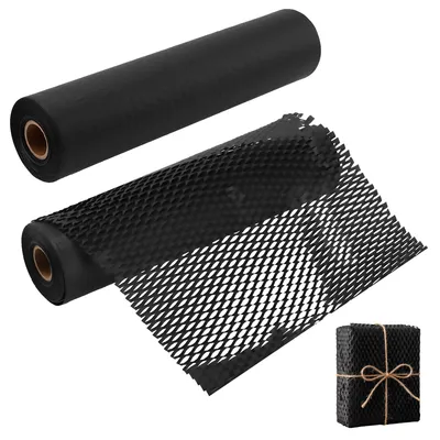 Honeycomb-Papierrolle, 2 Stück, 30 m x 30 cm, schwarz, Kraftpapier
