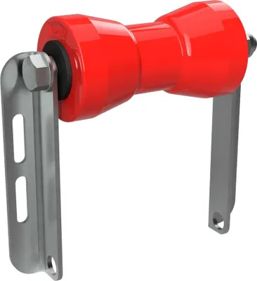 Obrázek produktu pro Polyuretanový kýlový válec s držákem C rohlík pomůcka pro spouštění přívěsů lodí pozinkované SUPROD, 160 mm, červená