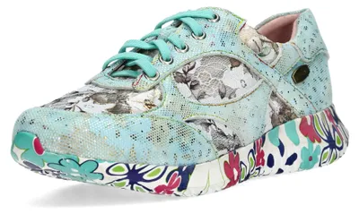 Produktbild von Laura Vita Damen Spitze floral Sneaker Plateau JOCTAO 32, Größe:41 EU, Farbe:Blau