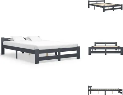 Produktbild von vidaXL Massivholzbett Dunkelgrau Kiefer 160x200 cm -  Betten & Bettgestelle