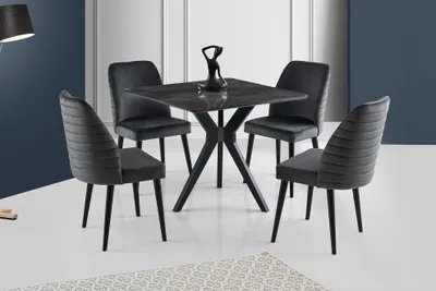 Produktbild von Skye Decor, Kare Ares - 1471, Ausziehbarer Esstisch, Schwarz, 100 % MDF, 87 x 87 x 75 cm