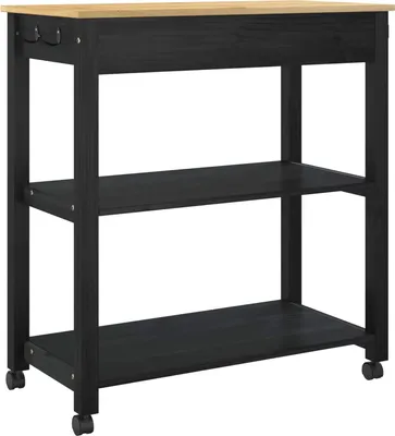 Obrázek produktu pro vidaXL Kuchyňský vozík MONZA černý 84 x 40 x 88,5 cm masivní borovice