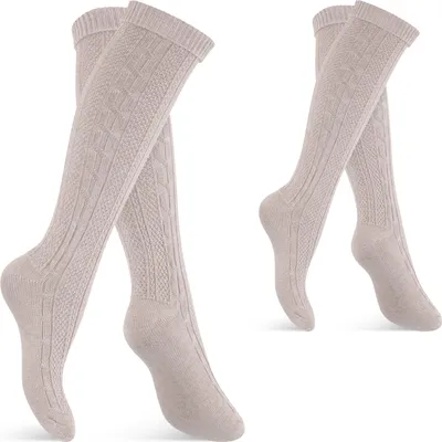 Produktbild von Celodoro Damen und Herren Trachten Kniestrümpfe (2 Paar)  Strümpfe mit Umschlag - Beige 39-42