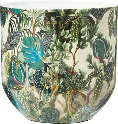 Obrázok produktu pre Kovový květináč  Tropico s motivem džungle, 23x23cm, menší