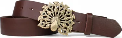 Produktbild von FRONHOFER Best&Timeless Damengürtel 4 cm, Schnalle Pfau, schwarzer Strass, vegetabiles Naturleder