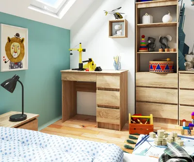 Image de Bureau de 90 cm avec 4 tiroirs, bureau d'ordinateur, bureau de travail pour le bureau et les enfants
