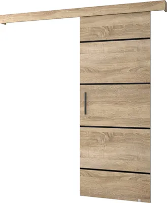 Produktbild von MEBLE KRYSPOL  Schiebetürsystem SALWADOR 4 mit Schienenabdeckung, Einbautüren, 90x204cm, Sonoma
