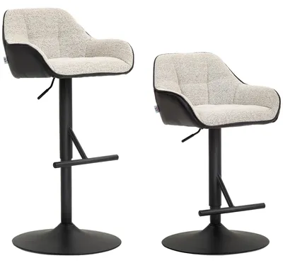 Immagine prodotto di Set 2 Sgabelli Girevoli Imbottiti ad Altezza Regolabile con Schienale 52,5x53x86,5-108 cm Nero e Grigio Chiaro