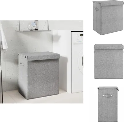 Produktbild von vidaXL Faltbarer Wäschekorb Grau 51x34,5x59 cm Leinenimitat Stoff - Wäschekörbe