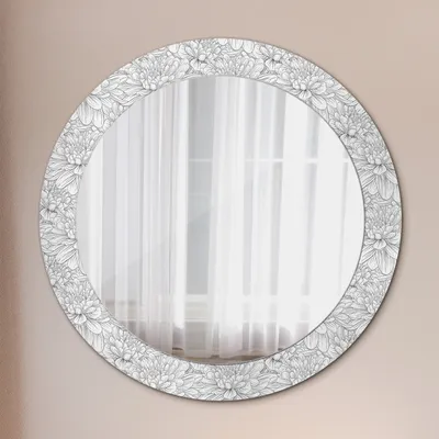 Produktbild von Wohnzimmer Spiegel - Mirror zum Wandspiegel Schlafzimmer – Schminkspiegel - Lotus Blumen - Runder: Ø70cm