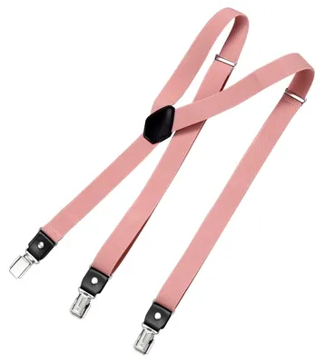 Produktbild von DonDon® Herren Hosenträger schmal 2,5 cm – 3 Clips in Y-Form – elastisch und längenverstellbar rosa