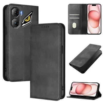 Obrázek produktu pro Pouzdro pro ZTE nubia Neo 3, vintage kožené pouzdro s RFID ochranou, přihrádkami na karty, stojánkem Černý
