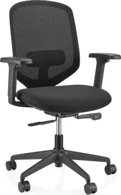 Produktbild von hjh OFFICE Profi Bürostuhl Delvia Ergonomischer Schreibtischstuhl mit Armlehnen Stoff / Netzstoff Schwarz Drehstuhl für Büro, Zuhause