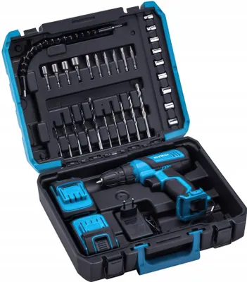 Zdjęcie produktu dla Kraft&Dele KD3355 AKU wiertarko-wkrętarka 21V 2x2Ah + akcesoria