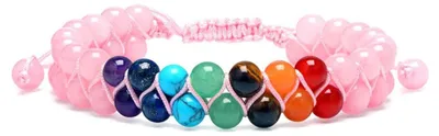 Produktbild von Armband "Chakra" Rosenquarz- und Chakra Edelsteine