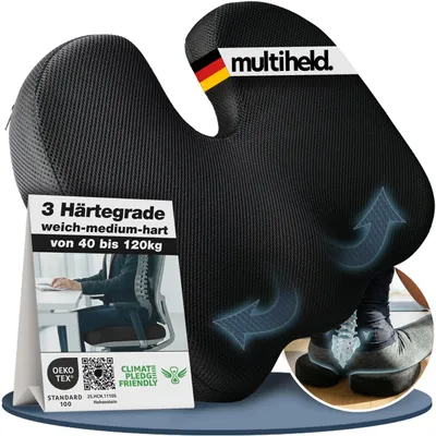 Produktbild von Sitzkissen orthopädisch Steißbeinkissen mit Memory Foam Hart 85-120 KG für Ergonomischen Komfort geeignet für Bürostuhl, Auto, Homeoffice & Alltag