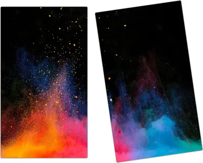 Produktbild von Spritzschutz Herdabdeckplatte Schneidebrett aus Glas Buntes Pulver 2-Teilig (60x52cm)