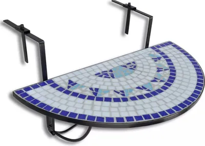 Produktbild von vidaXL Balkonhängetisch Mosaik Blau und Weiß