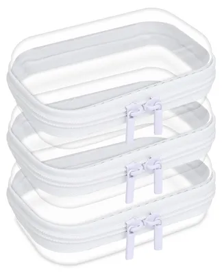 Productafbeelding van Toilettas Stijve Transparante Reisorganizer - Waterdicht - Ritssluiting - Opbergtas - Cosmetica - Bouwstenen - 13 x 8,5 x 5,3 cm - Opbergzak