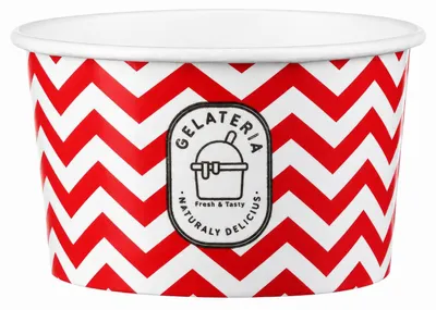 Produktbild von 250x Eisbecher aus Papier Zick Zack Motiv rot 180 ml 6oz