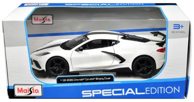 Corvette Stingray Coupe Modellauto 1:24, weiß, Türen öffnen