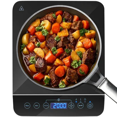 Produktbild von Aigostar Induktionskochfeld/10 Leistungsstufen/200W-2000Watt/Temperaturbereich 60-240℃/LED Display/Schwarz