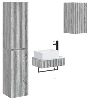 Immagine prodotto di vidaXL Set di mobili da bagno, 3 pezzi, grigio Sonoma, 33 x 34,5 x 160 cm